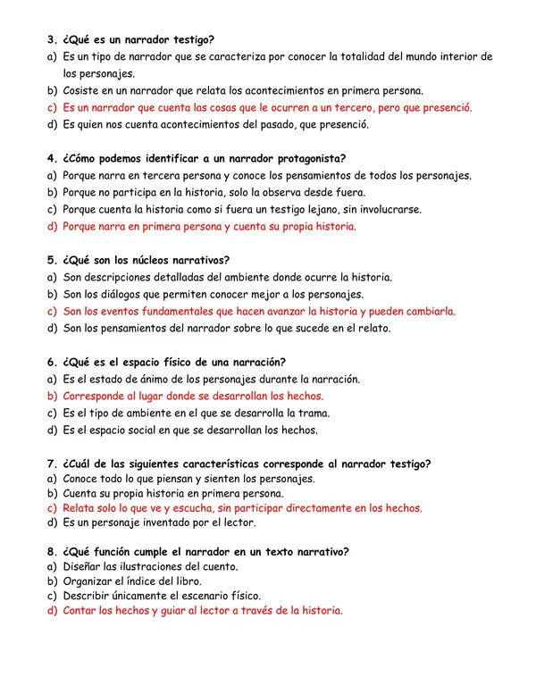Evaluación sobre género narrativo 7° año