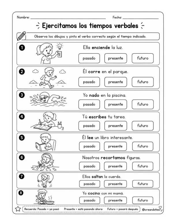 GUIA VERBOS Y CONJUGACION DE TIEMPOS VERBALES 
