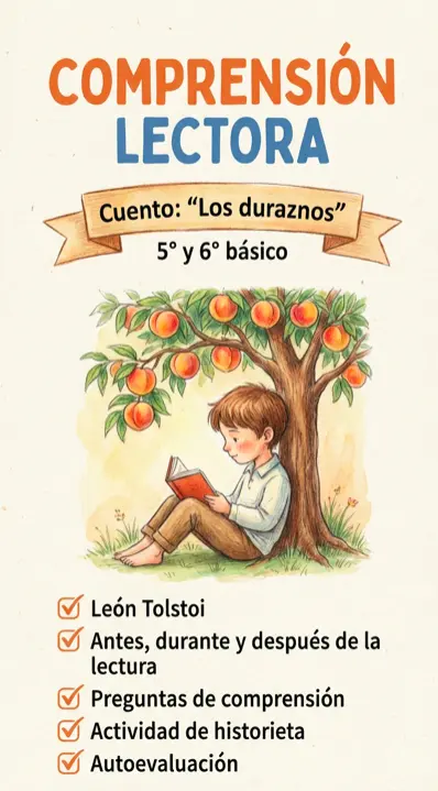 Comprensión lectora: “Los duraznos” – León Tolstoi (✔ Clase lista para usar) 