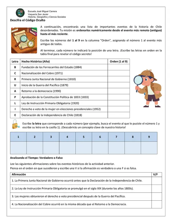 Guía N.°1: Orden cronológico - 6°Básico