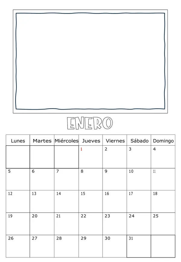 Calendario 2026 para dibujar los meses del año (con feriados de Chile)