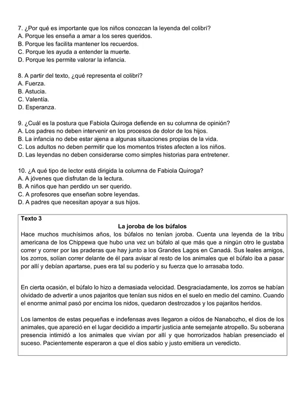 Prueba pueblos originarios (comprensión lectora) 7°