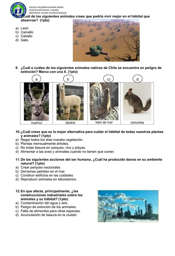 DIAGNÓSTICO CIENCIAS 3RO BÁSICO