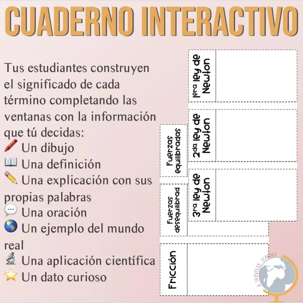 Fuerza y Movimiento Cuaderno interactivo de vocabulario