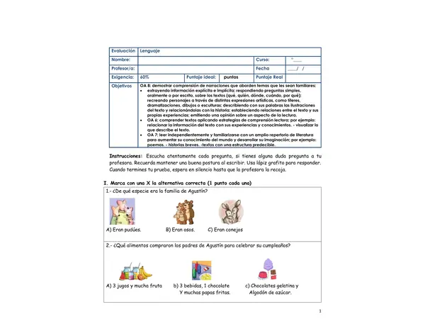Prueba "El festín de Agustín"