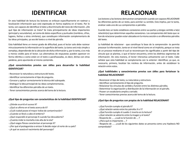 Resumen habilidades de comprensión lectora - competencia lectora