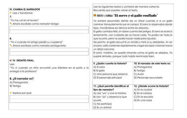 Tipo de narrador (testigo y protagonista)