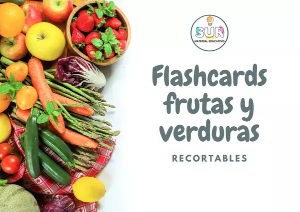 Flashcards frutas y verduras recortables