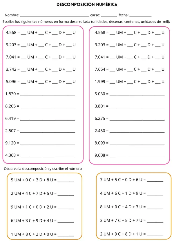 Números hasta 10.000, Valor posicional | Matemática