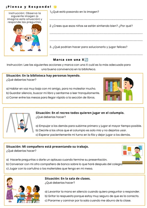  Ficha Buena Convivencia | Segundo Básico | Historia y Geografía