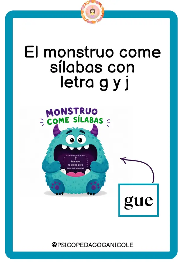 Monstruo come sílabas con letras G y J