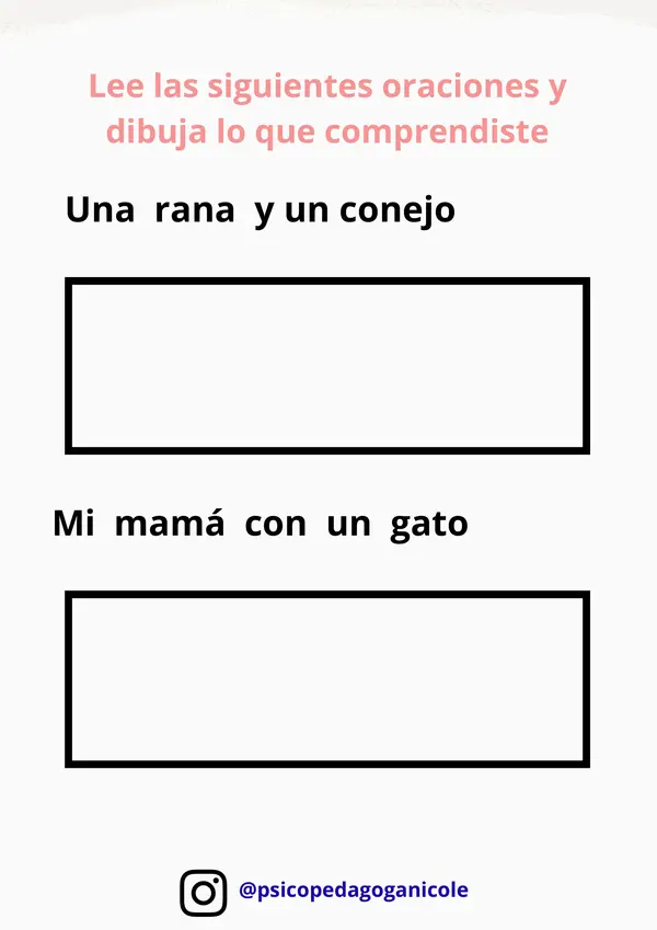 Lectura y comprensión de oraciones simples con artículos indefinidos