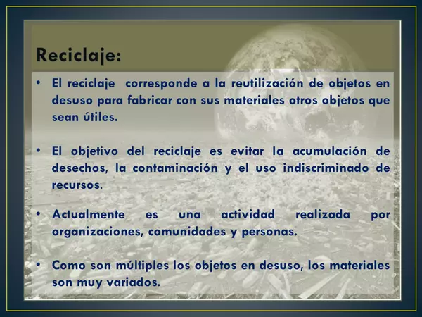 Presentacion E. Tecnologica, Septimo Basico, PROYECTOS ESCOLARES DE RECICLAJE