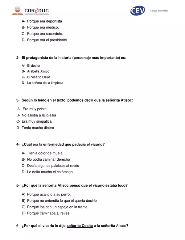 Evaluación: El vicario que hablaba al revés