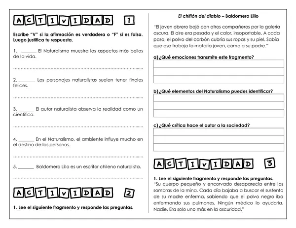 Guía de trabajo - Movimiento Literario: naturalismo