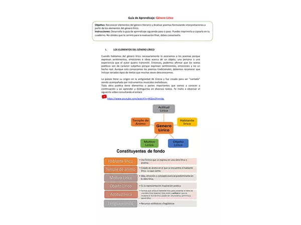 Guía de Aprendizaje "Género Lírico"