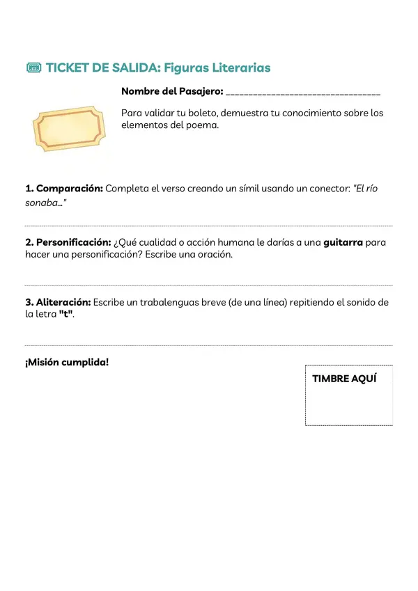 Ticket de salida figuras literarias 5°