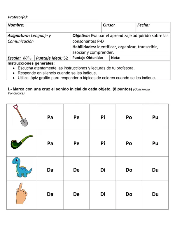 Evaluación de Consonantes P-D