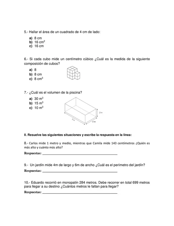 PRUEBA MATEMATICAS, CUARTO BASICO  UNIDAD: 3. “Medimos y calculamos”