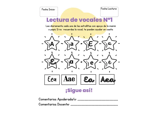 Lectura de vocales a-e