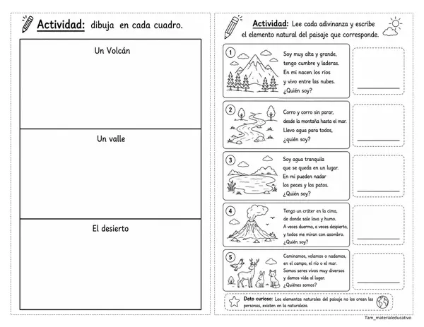 Elementos naturales y culturales del paisaje 1° básico