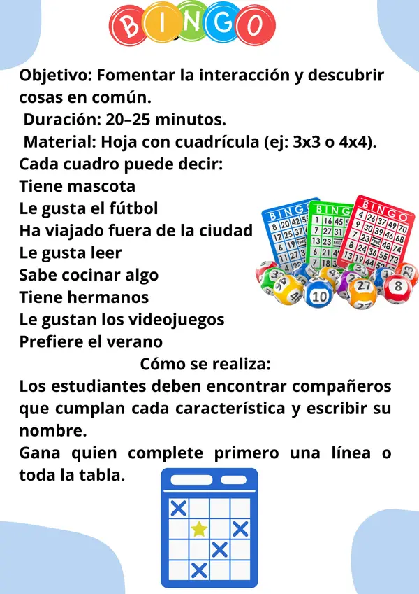 DINÁMICAS PARA TU PRIMER DÍA DE CLASES