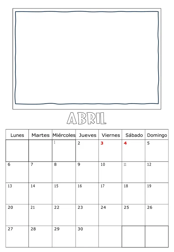 Calendario 2026 para dibujar los meses del año (con feriados de Chile)