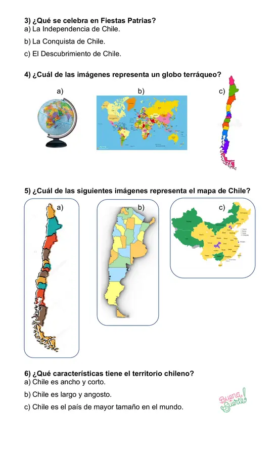 Prueba de Historia Primero básico Unidad 3 "Chile"