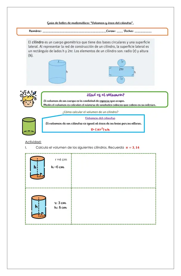 VOLUMEN Y AREA DE CILINDROS. 