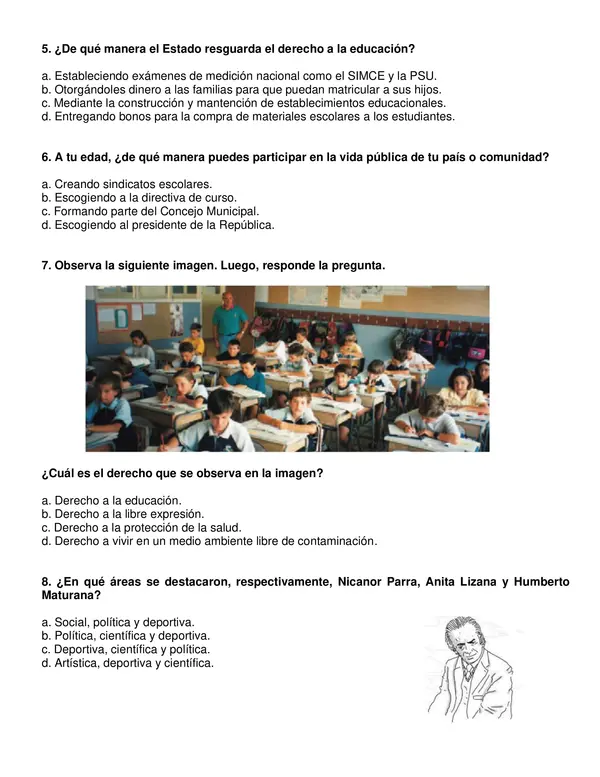 Evaluación primer semestre de historia 5° año.