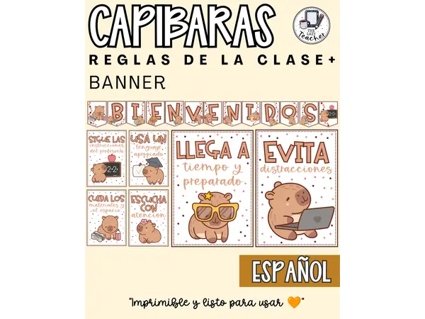 SET CAPIBARAS - DECORACIÓN SALA DE CLASES