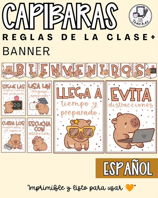 SET CAPIBARAS - DECORACIÓN SALA DE CLASES