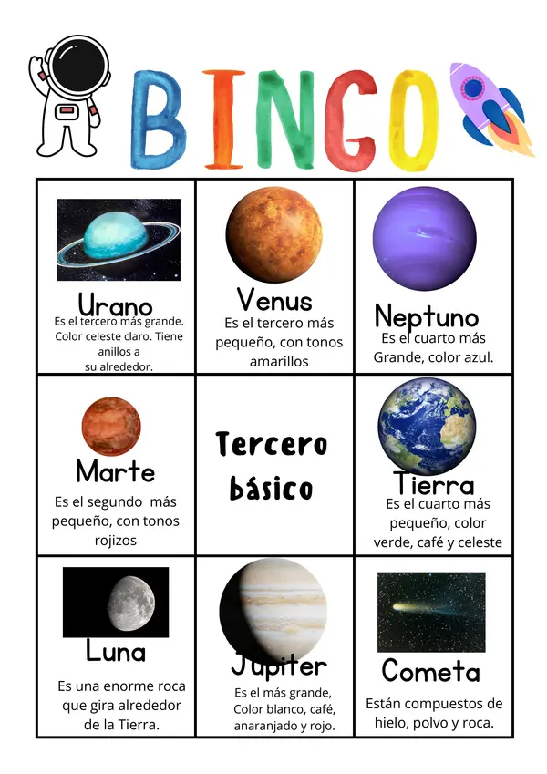 Bingo sistema solar