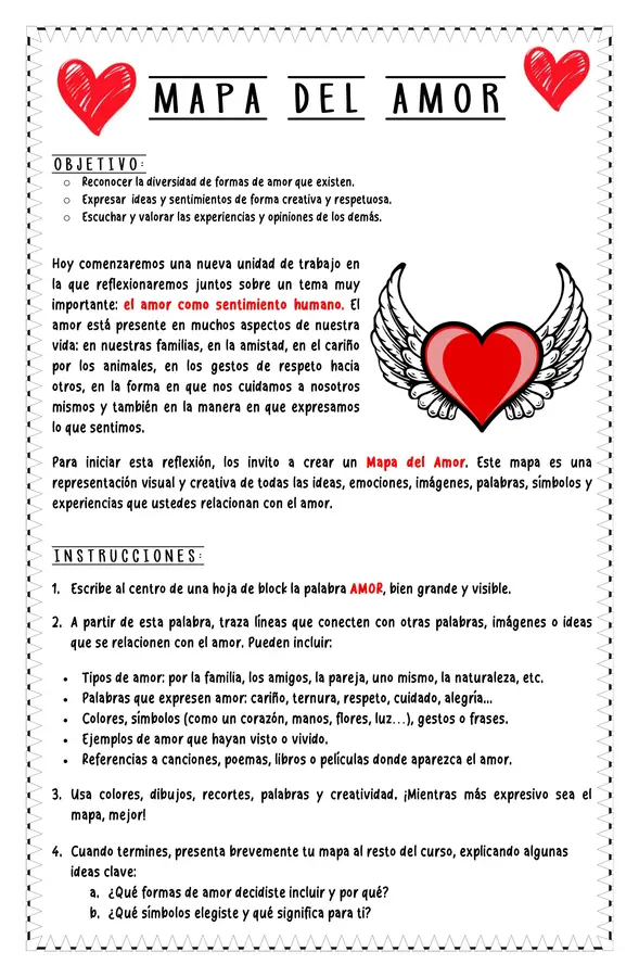 Guía de trabajo - Mapa del amor 