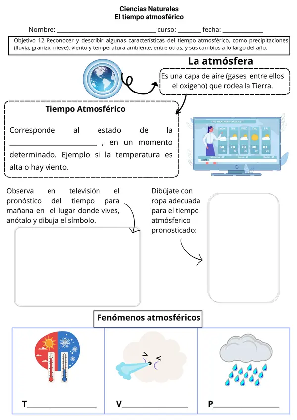 Tiempo Atmosférico Ciencias Naturales Ficha 1