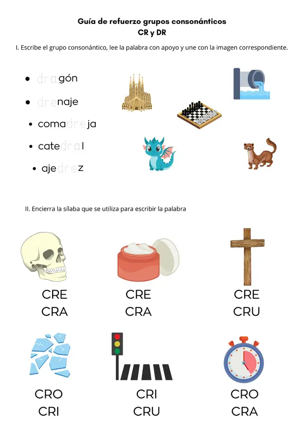 Refuerzo grupos consonánticos CR y DR