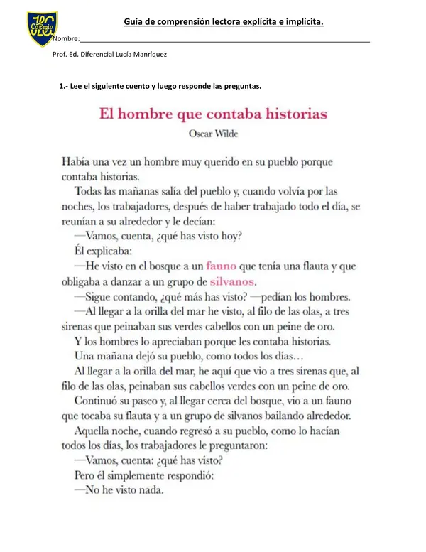 Cuento de autor "El hombre que contaba historias"