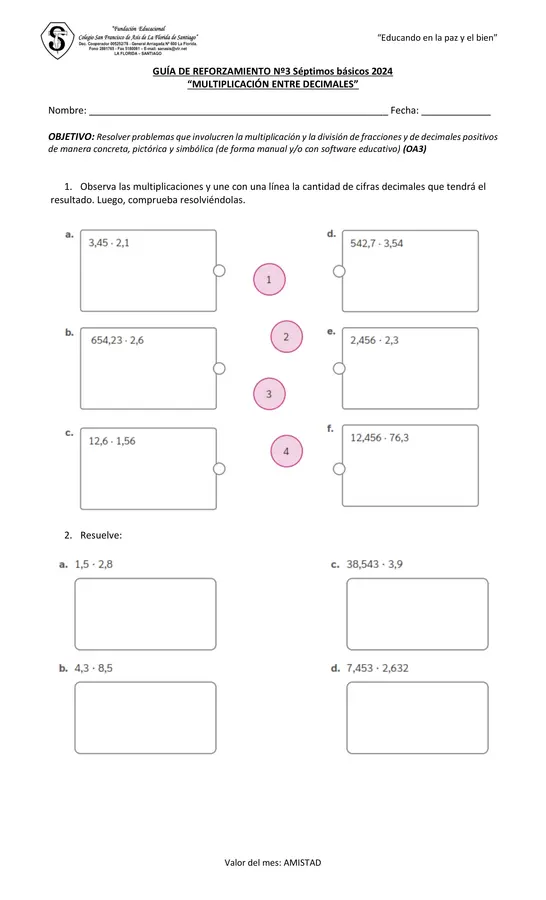 Multiplicación entre decimales