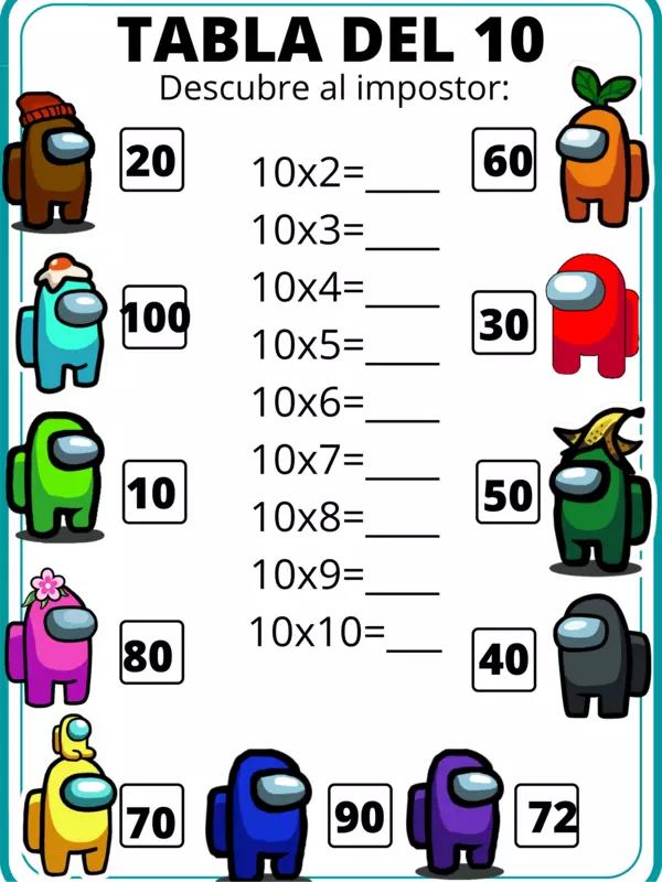 Tabla del 10 (Among us)