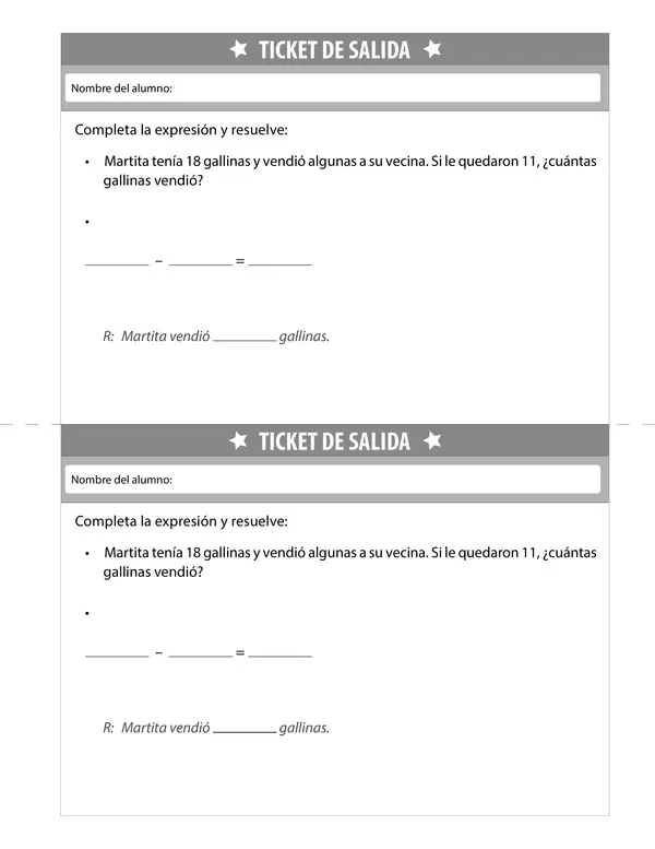TICKET SALIDA, UNIDAD 7, MATEMATICA, PRIMERO BASICO