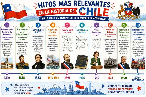 Hitos Más Relevantes en la Historia de Chile | Línea de Tiempo Histórica | Ciencias Sociales