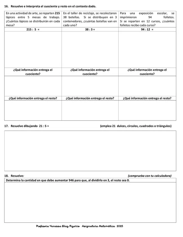 Evaluación de desempeños Matemática   / Guía nivelación 