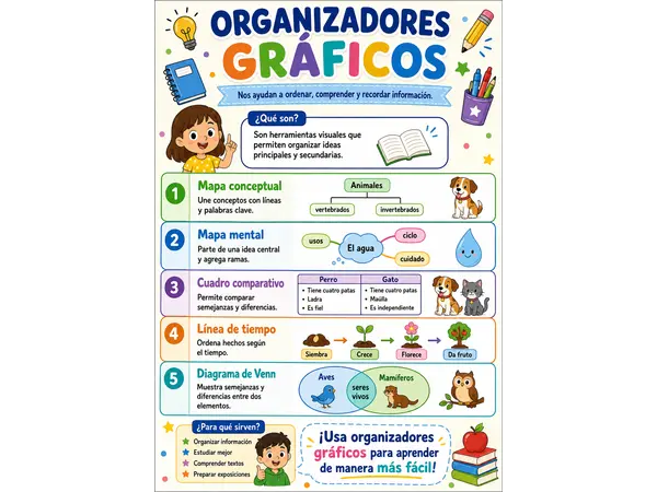 Cartel Educativo sobre Los Organizadores Gráficos