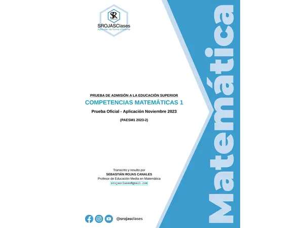 PAES Regular Competencia Matemática 1 - Admisión 2023
