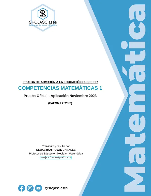 PAES Regular Competencia Matemática 1 - Admisión 2023