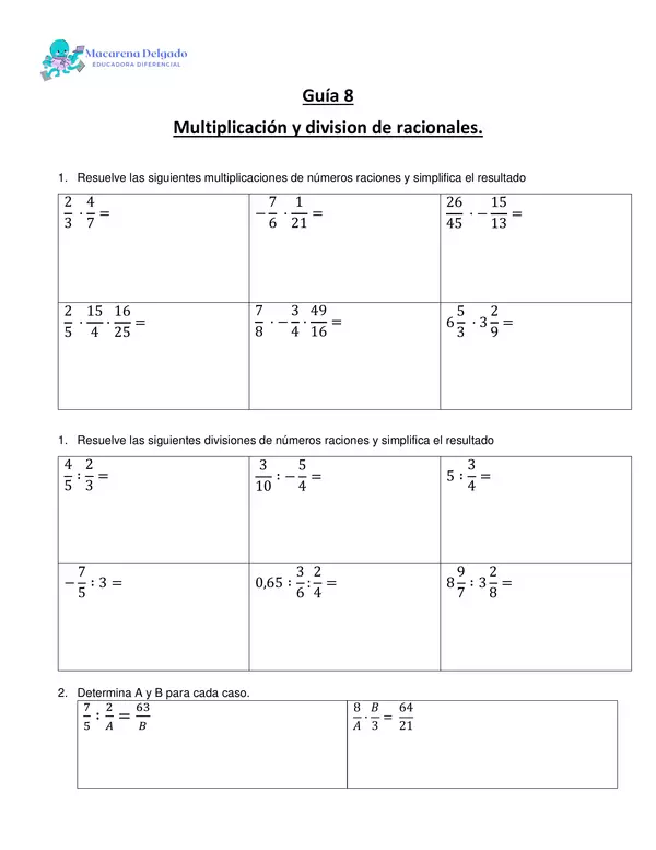 Multiplicación y división de racionales 