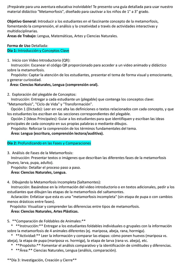 UNIDAD DIDÁCTICA METAMORFOSIS