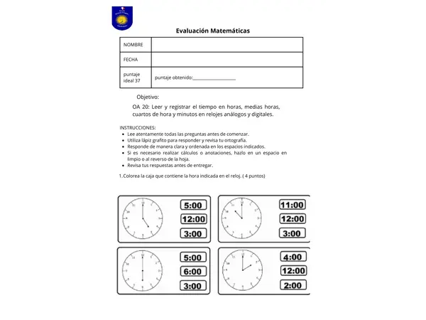 evaluación hora 