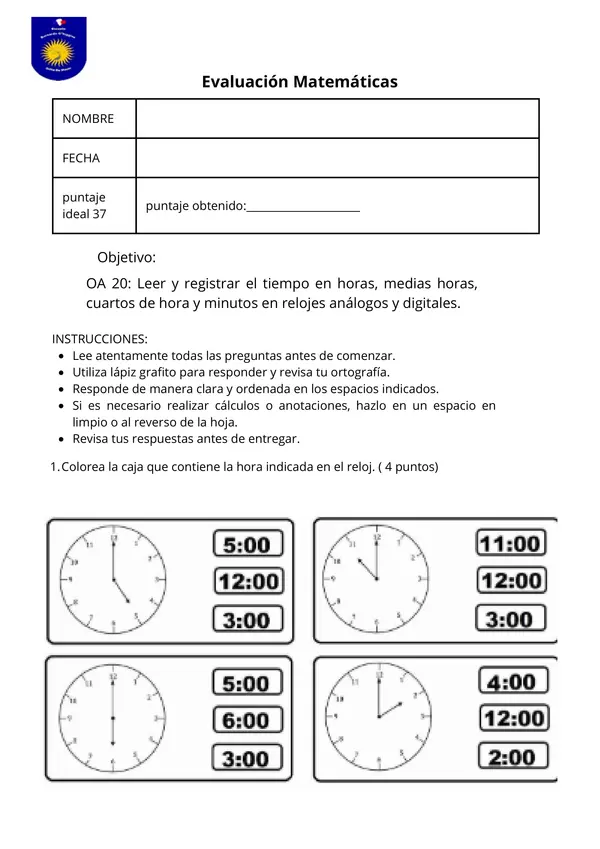 evaluación hora 