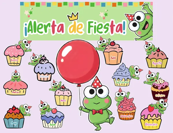 Panel de Cumpleaños Keroppi para Aula – Mural Imprimible en Tamaño Póster